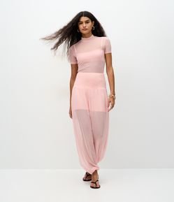 Calça Aladim com Transparência e Forro Curto