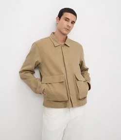 Camisa Overshirt em Sarja com Bolsos