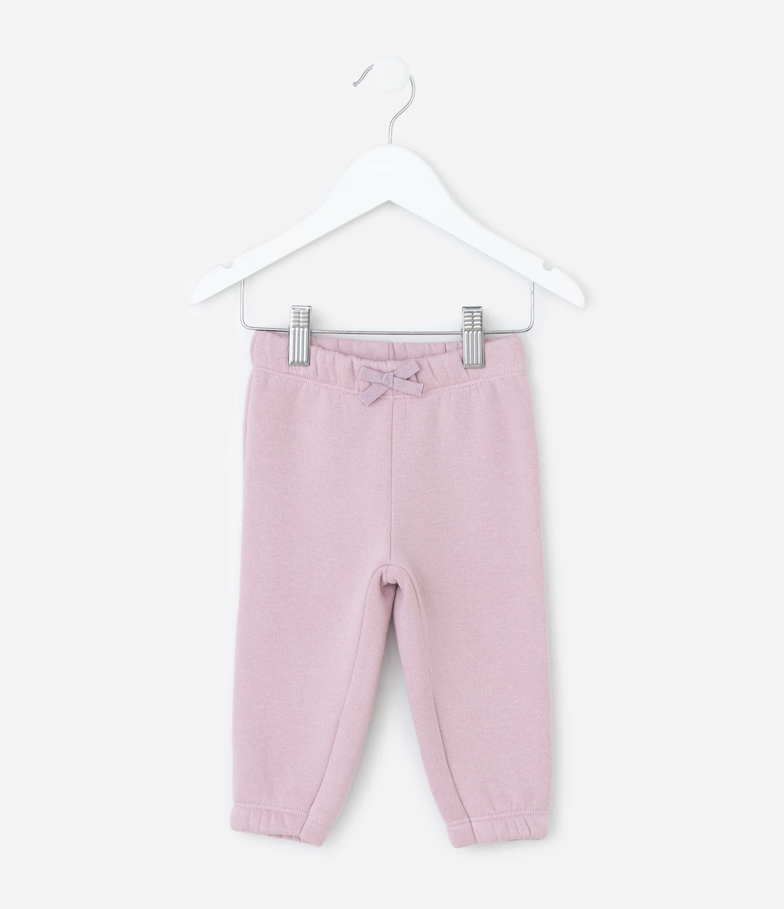 Calça Infantil em Moletom com Felpa e Lacinho – Tam 0 a 18 Meses Rosa Claro 1