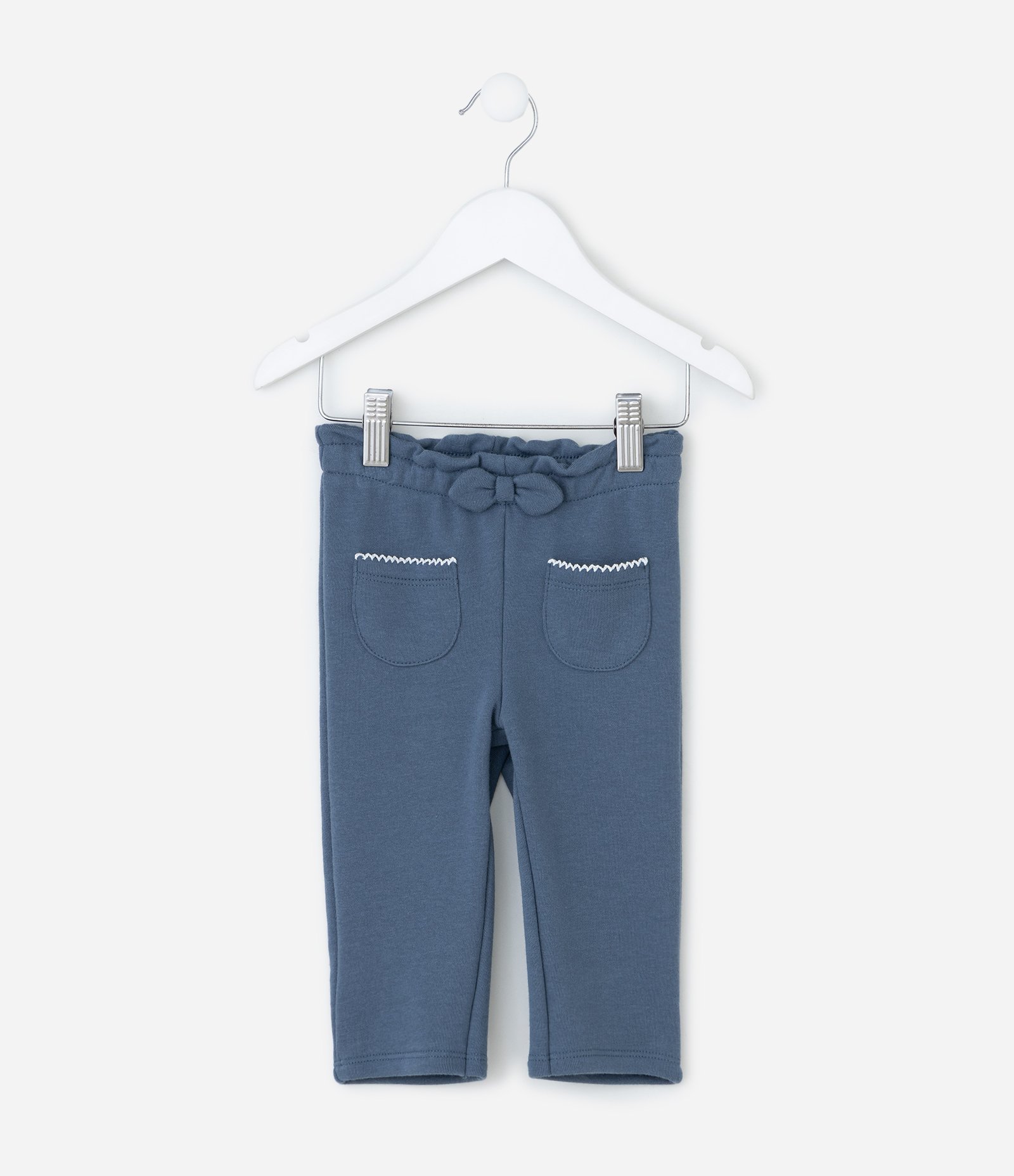 Calça Infantil em Moletom com Laço e Bolsos – Tam 0 a 18 Meses Azul 1