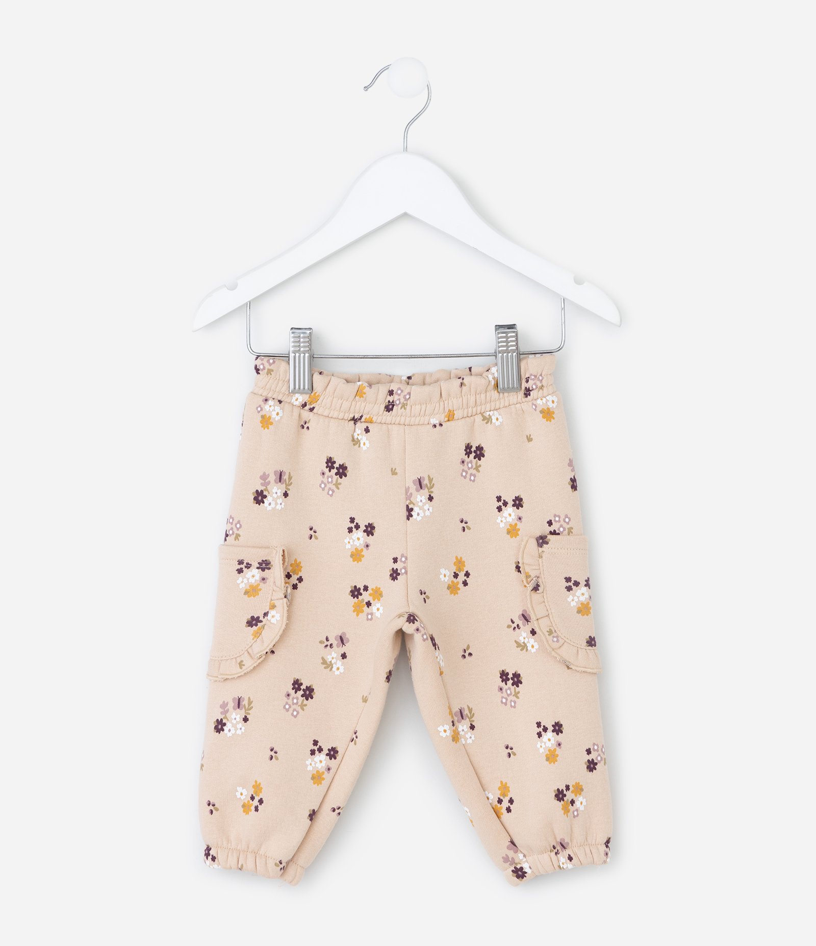 Calça Infantil com Estampa Floral – Tam 0 a 18 Meses Bege Claro 2