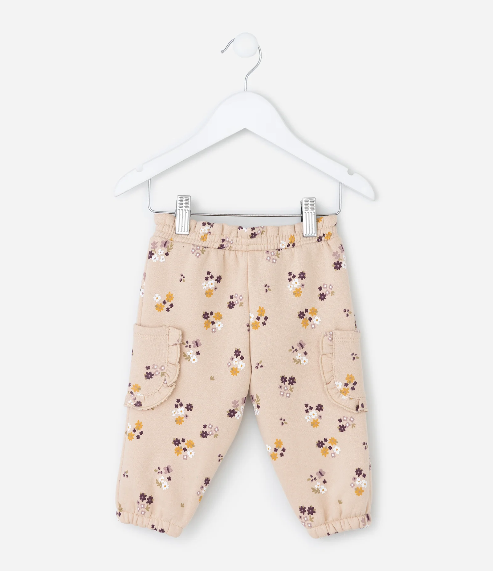 Calça Infantil com Estampa Floral – Tam 0 a 18 Meses Bege Claro 3