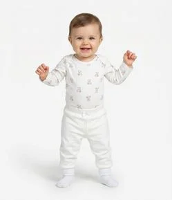Calça Infantil em Moletom com Felpa e Lacinho – Tam 0 a 18 Meses