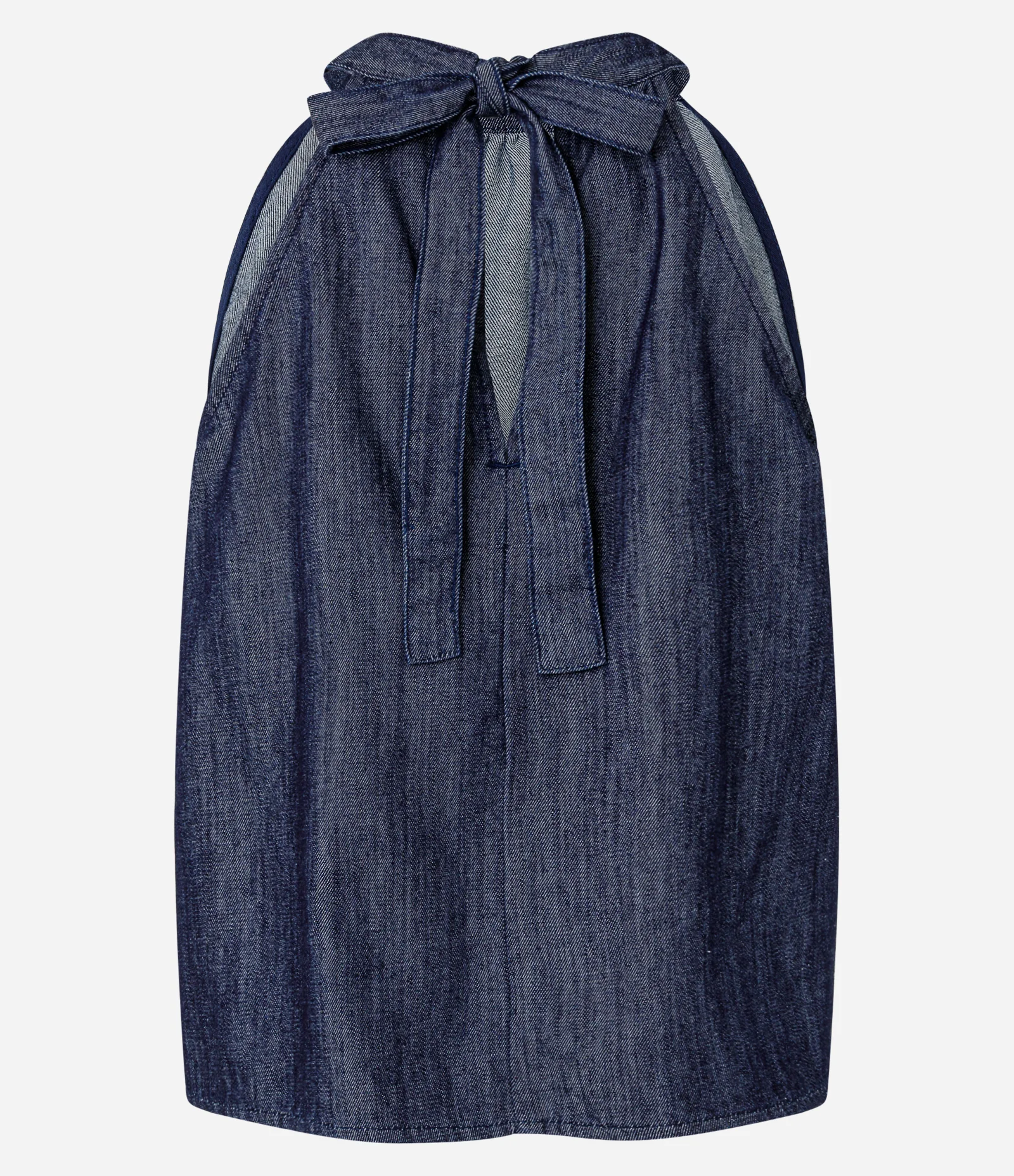Regata Halter em Jeans com Amarração na Nuca Azul Escuro 6