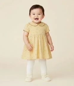 Vestido com Calcinha Floral Abelhinhas - Tam 0 a 18 Meses