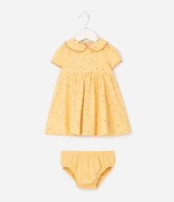 Vestido com Calcinha Floral Abelhinhas - Tam 0 a 18 Meses