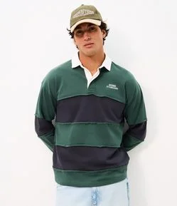 Camiseta Listrada com Gola Polo