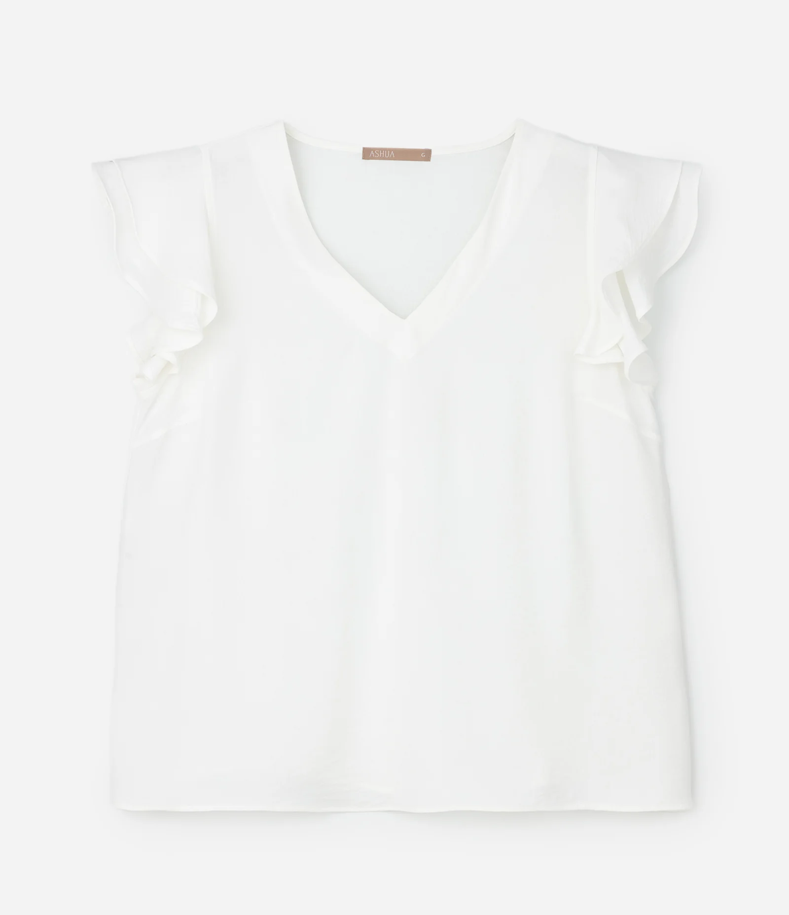 Blusa em Crepe com Babado Duplo no Ombro Curve & Plus Size Branco 1