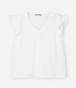 Blusa em Crepe com Babado Duplo no Ombro Curve & Plus Size