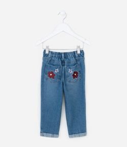 Calça Mom Infantil com Bordadinho de Flor - Tam 1 a 6 Anos