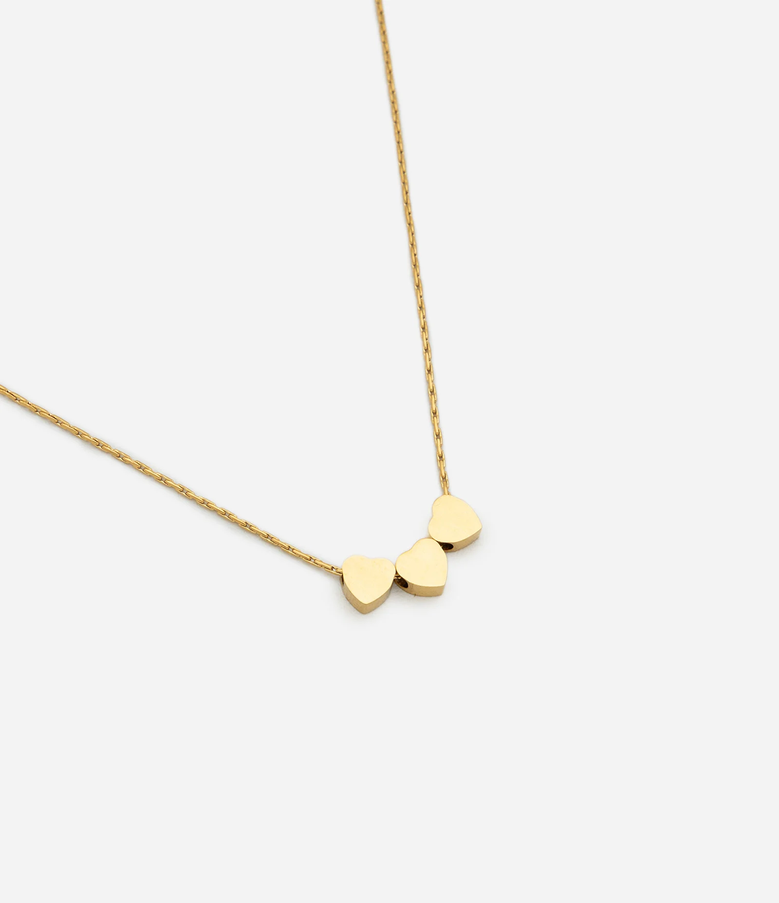 Colar Curto em Metal com Pingentes de Coração Dourado 2
