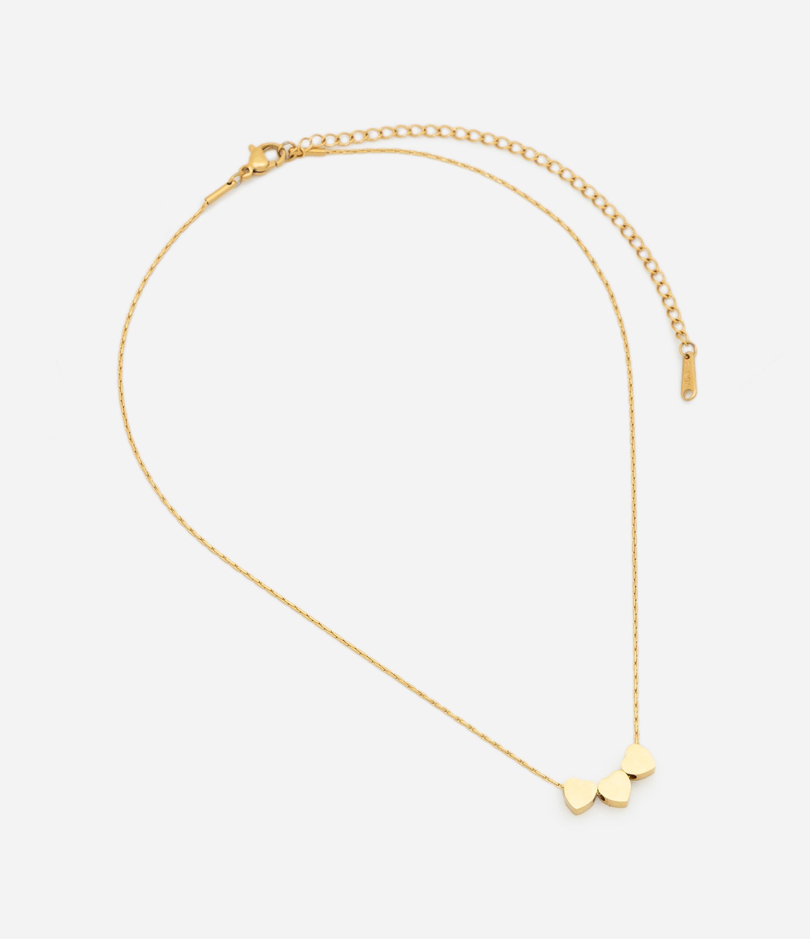 Colar Curto em Metal com Pingentes de Coração Dourado 3