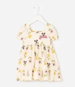 Vestido Infantil com Estampa Floral – Tam 0 a 18 Meses