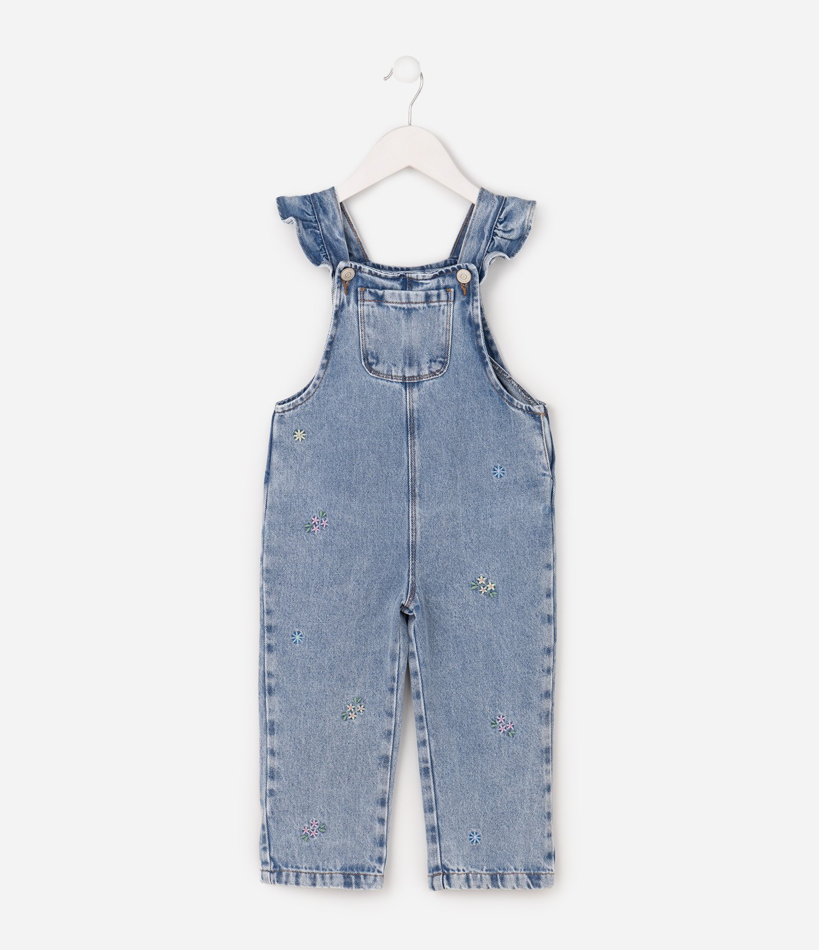 Macacão Jeans Infantil - Tam 1 a 6 Anos Azul médio 1