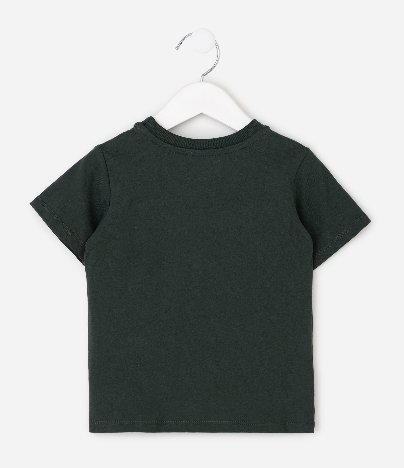 Camiseta Comfort Infantil com Estampa Dinossauro em Relevo – Tam 1 a 6 Anos Verde Militar 3