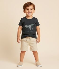 Camiseta Comfort Infantil com Estampa Dinossauro em Relevo – Tam 1 a 6 Anos