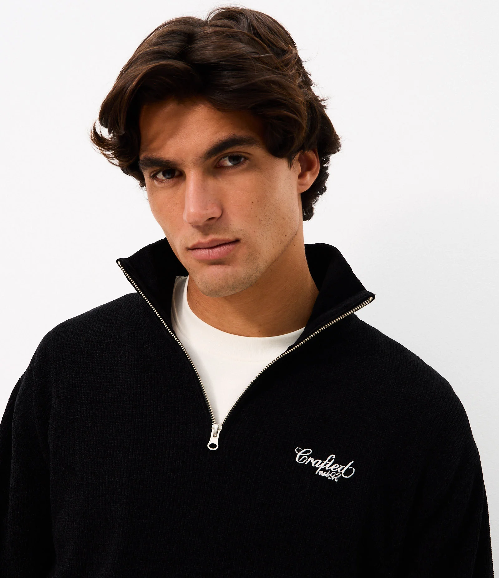 Suéter Chenille Half Zíper Crafted Preto 1