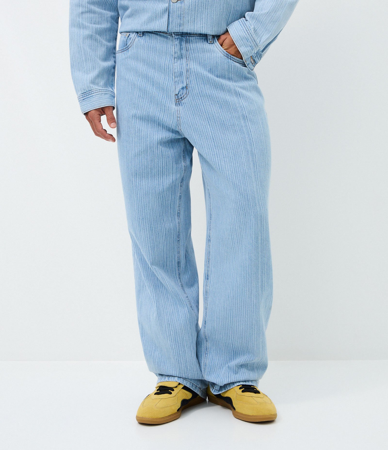 Calça Jeans Baggy Relaxed com Textura Azul 2