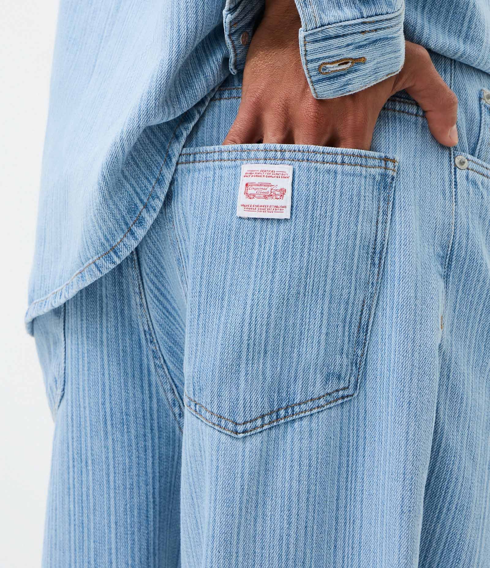 Calça Jeans Baggy Relaxed com Textura Azul 3