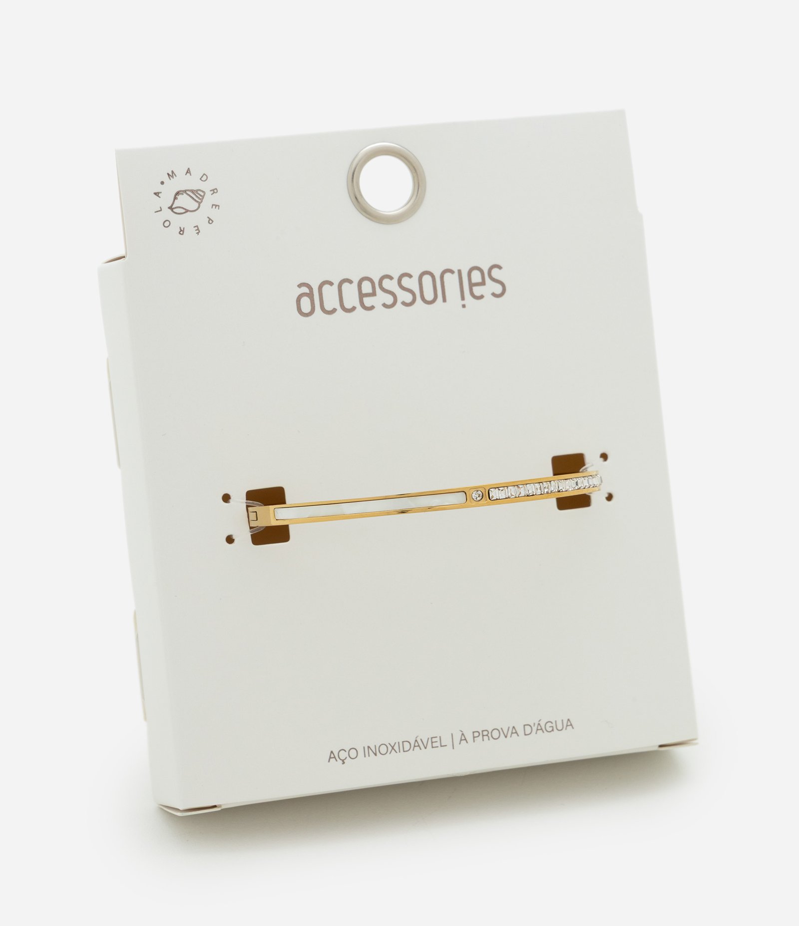 Bracelete Rígido em Metal com Aplicação de Brilhos Dourado 3