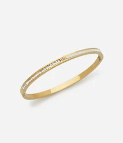 Bracelete Rígido em Metal com Aplicação de Brilhos