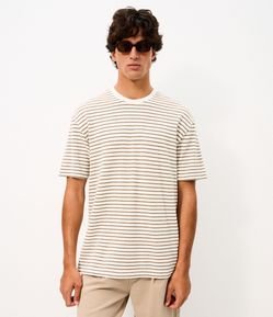 Camiseta Boxy em Algodão com Listras Fio Tinto