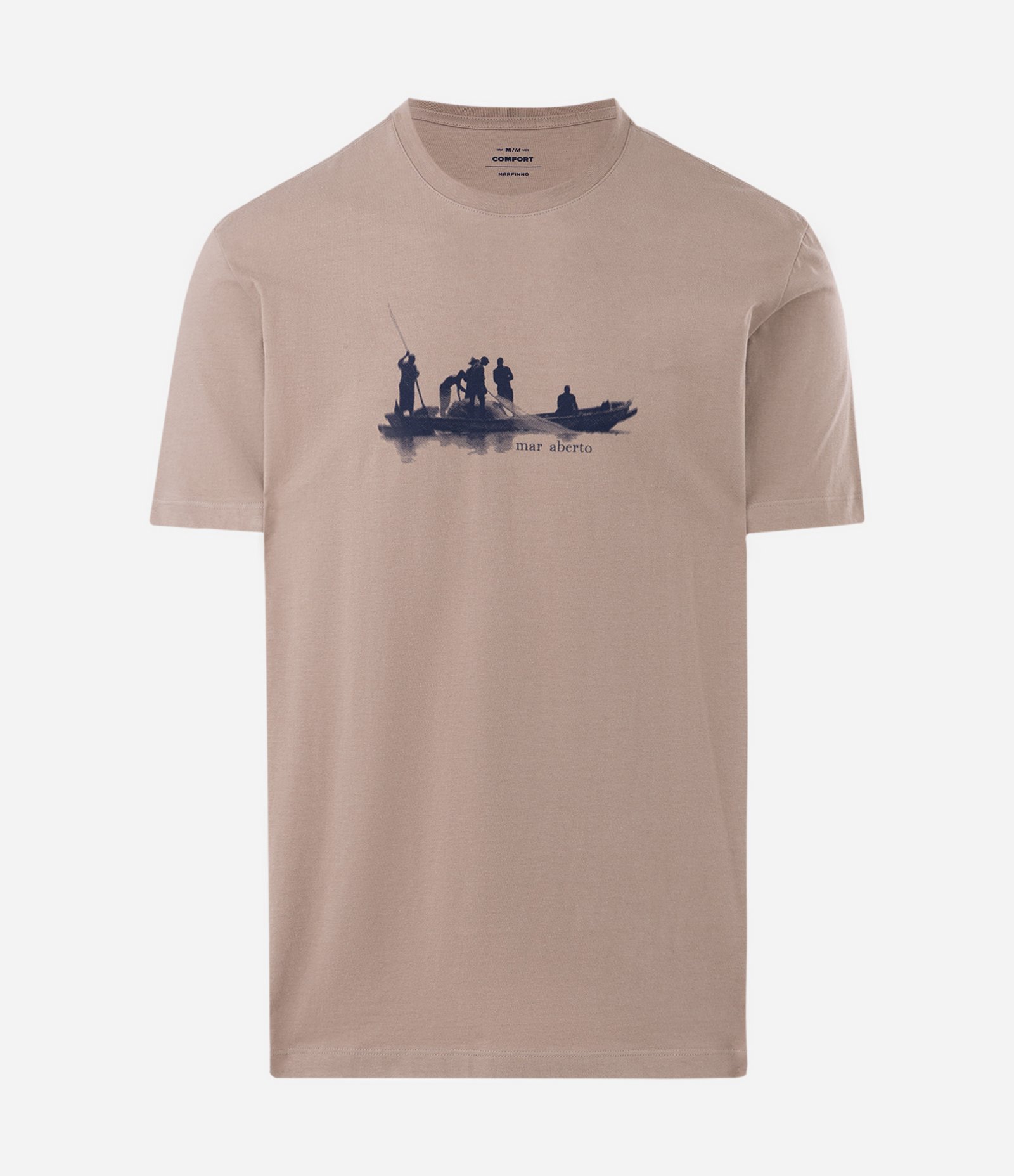 Camiseta em Algodão com Estampa Esportiva Mar Aberto Bege 4