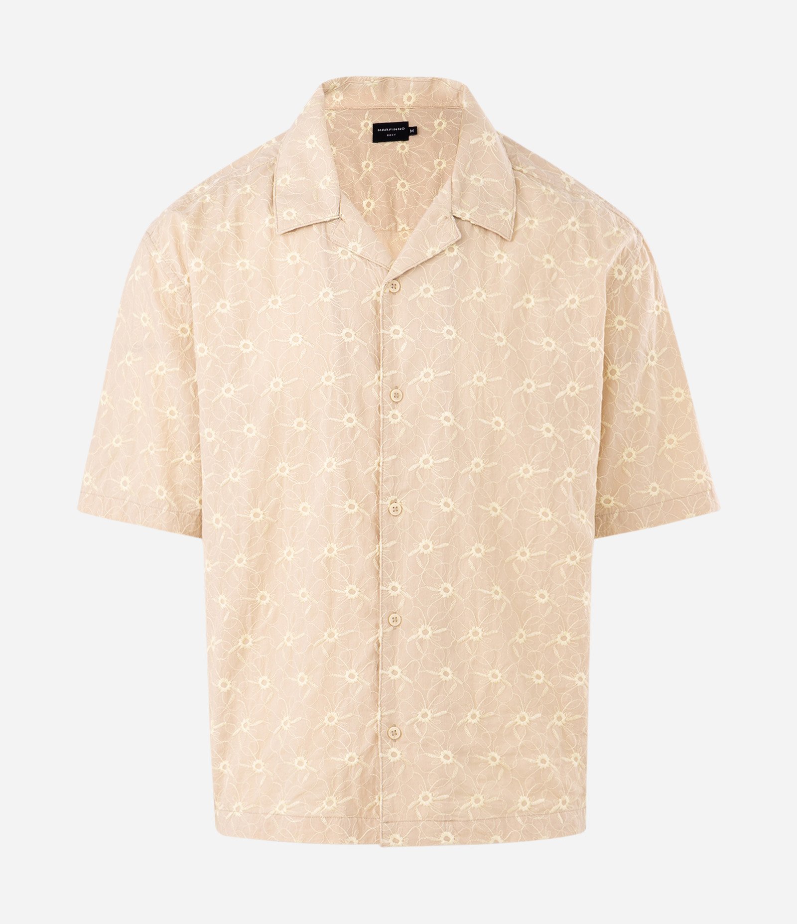 Camisa Boxy Floral Texturizada Bege 5