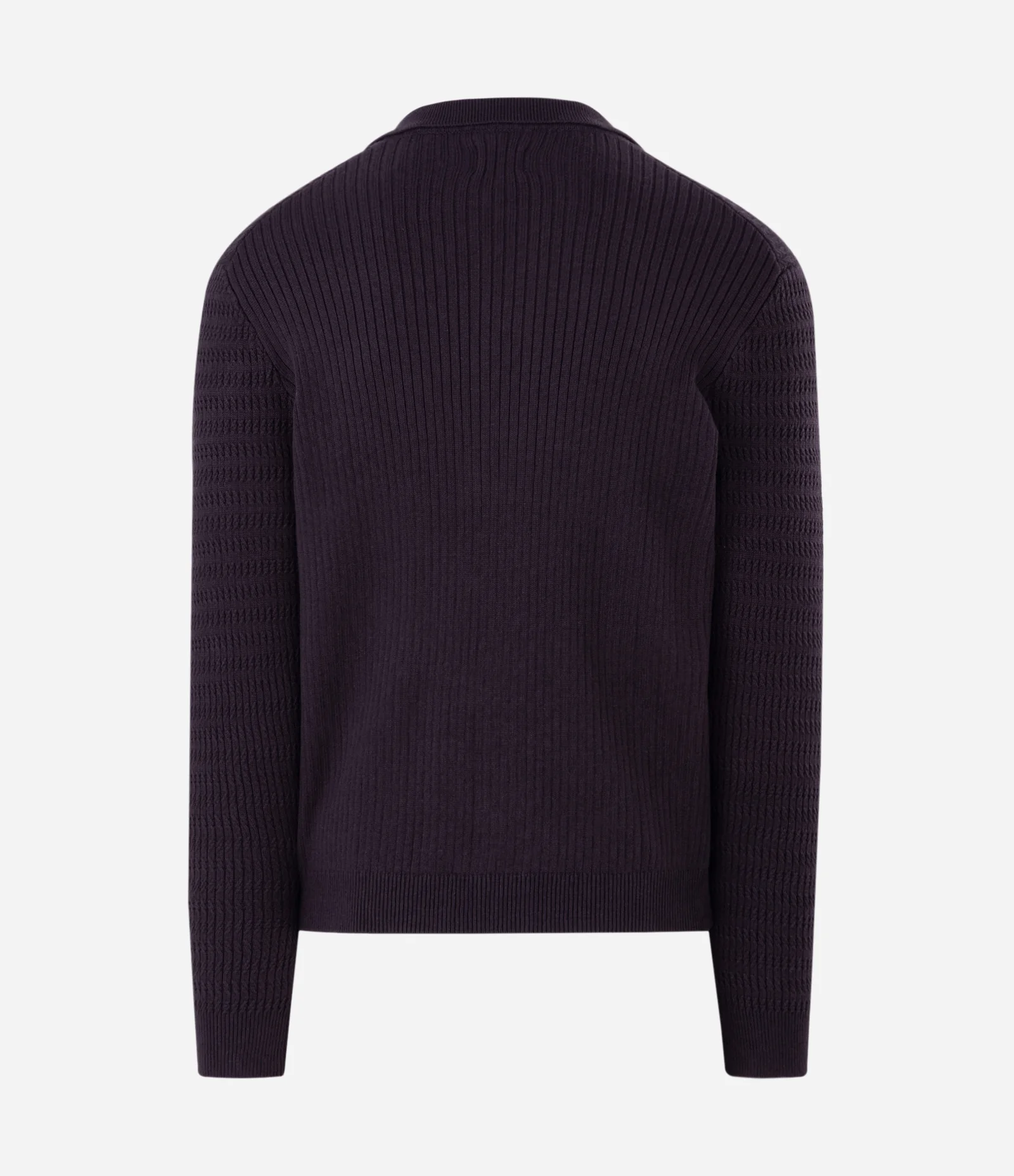 Cardigan Regular Cables em Tricô com Gola Polo Azul 2