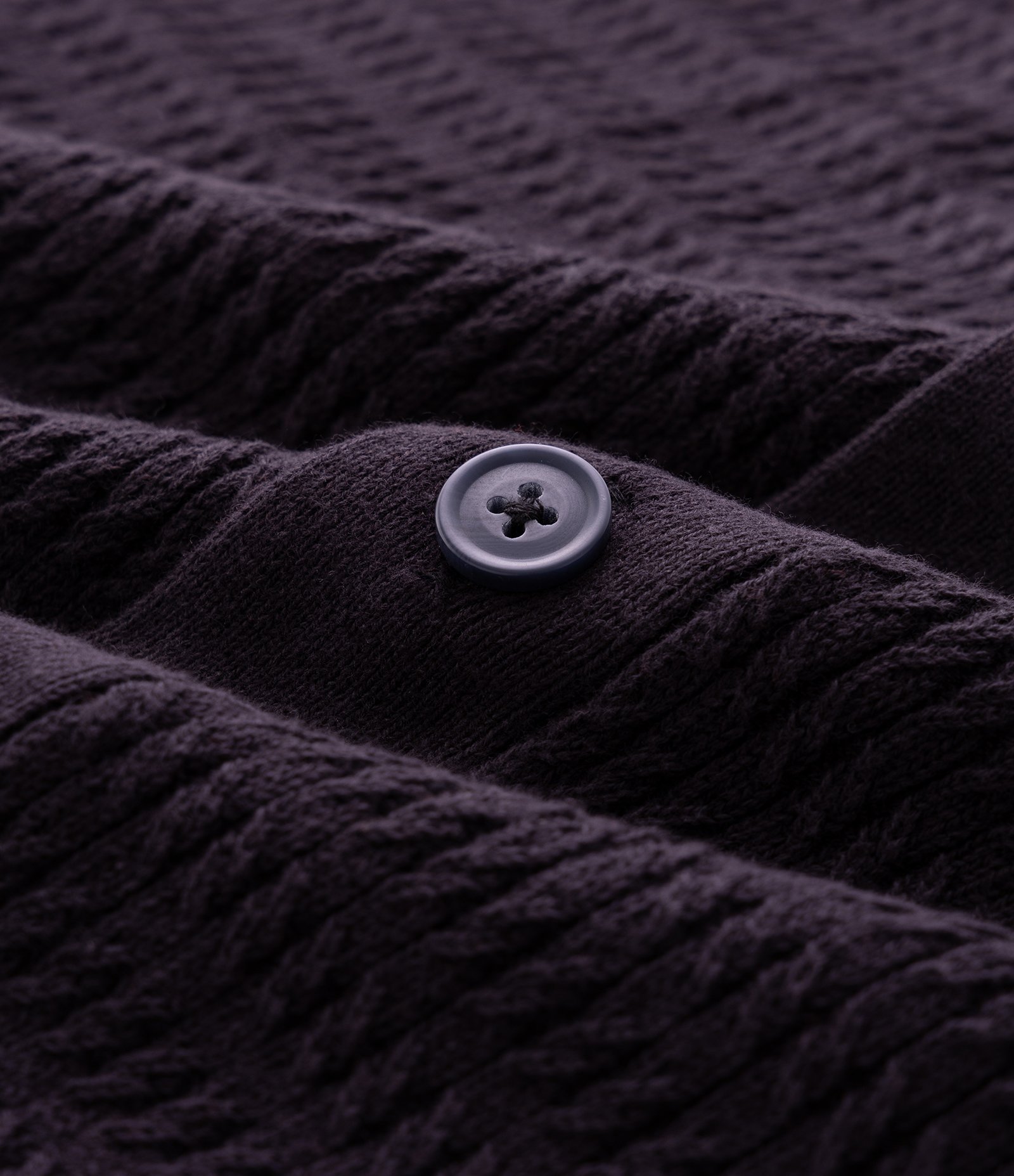 Cardigan Regular Cables em Tricô com Gola Polo Azul 3