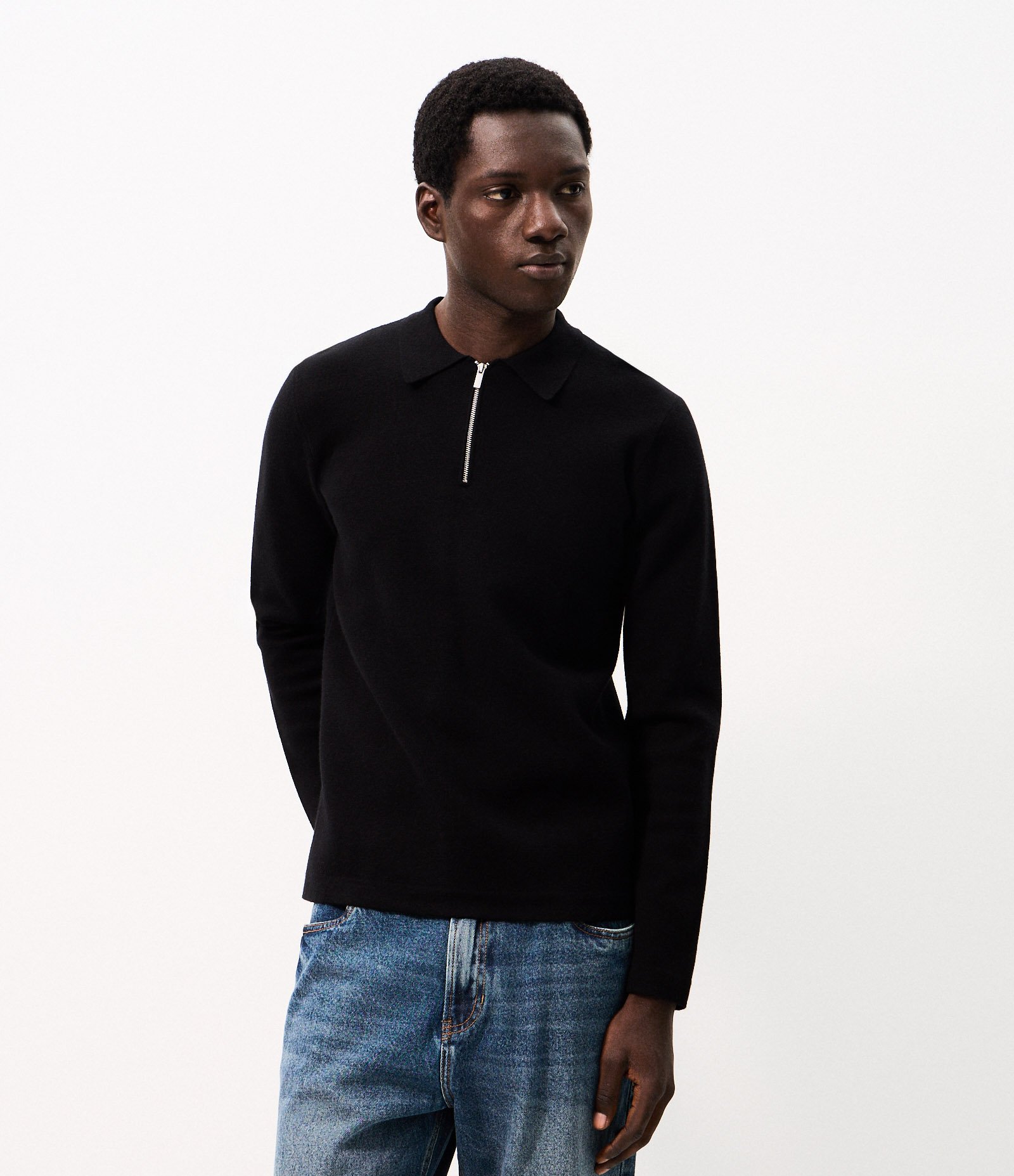 Suéter em Viscose com Gola Polo e Zíper Preto 4