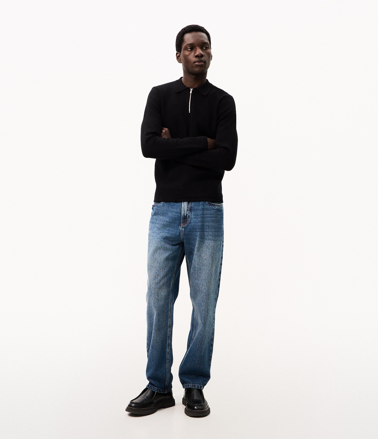 Suéter em Viscose com Gola Polo e Zíper Preto 5