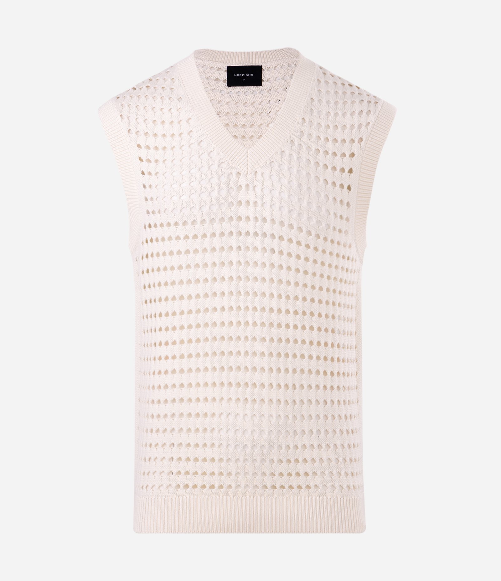 Colete Tricô Openwork Gola V Off White 5