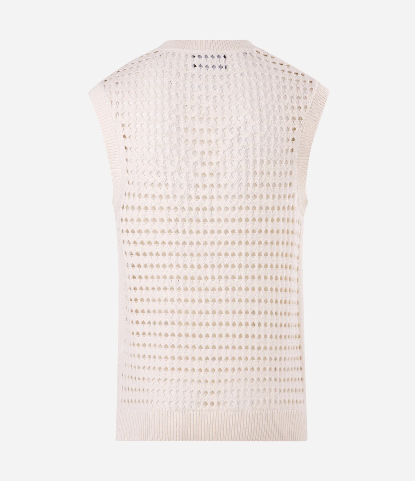 Colete Tricô Openwork Gola V Off White 6