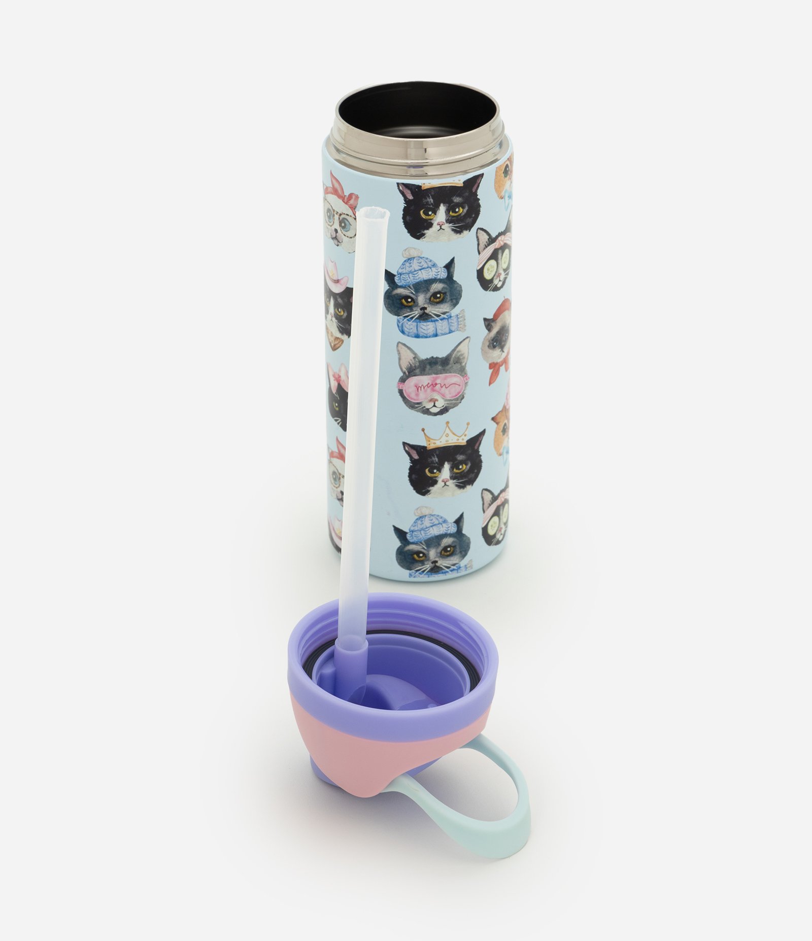 Garrafa Térmica com Estampa de Gatos 750ml Multicores 4