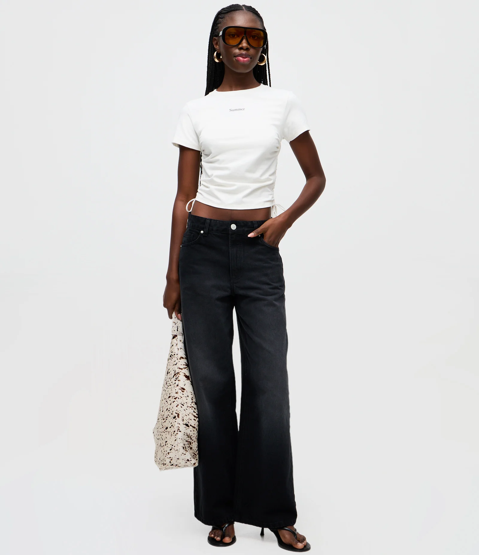 Blusa com Lettering Summer e Amarração Lateral na Barra Branco 2