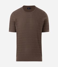 Camiseta Manga Curta Algodao Quadradinhos Texturizado