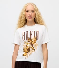 Blusa com Lettering Bahia e Estampa Tucanos