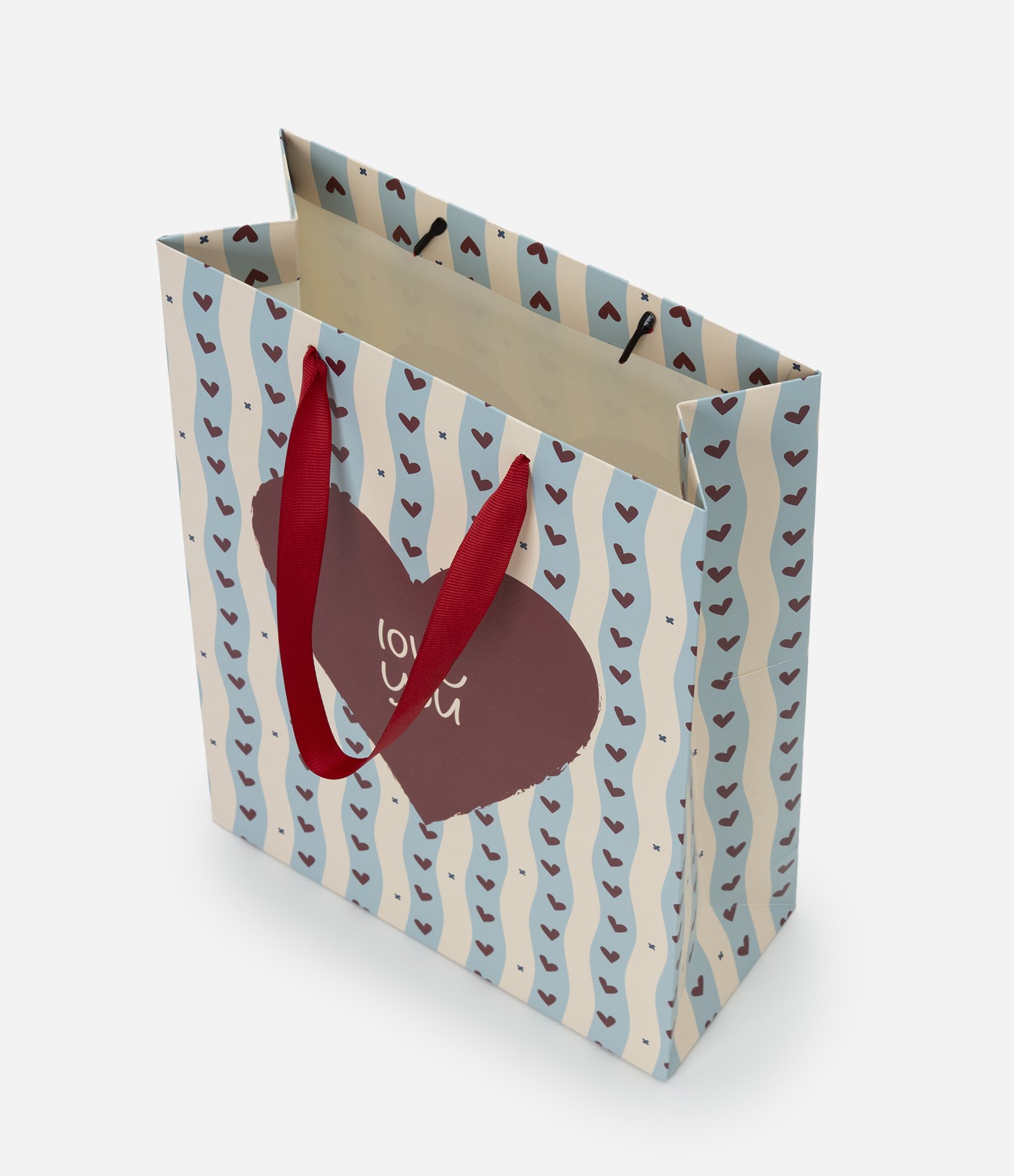 Embalagem de Presente Pequena com Estampa de Coração Azul 2