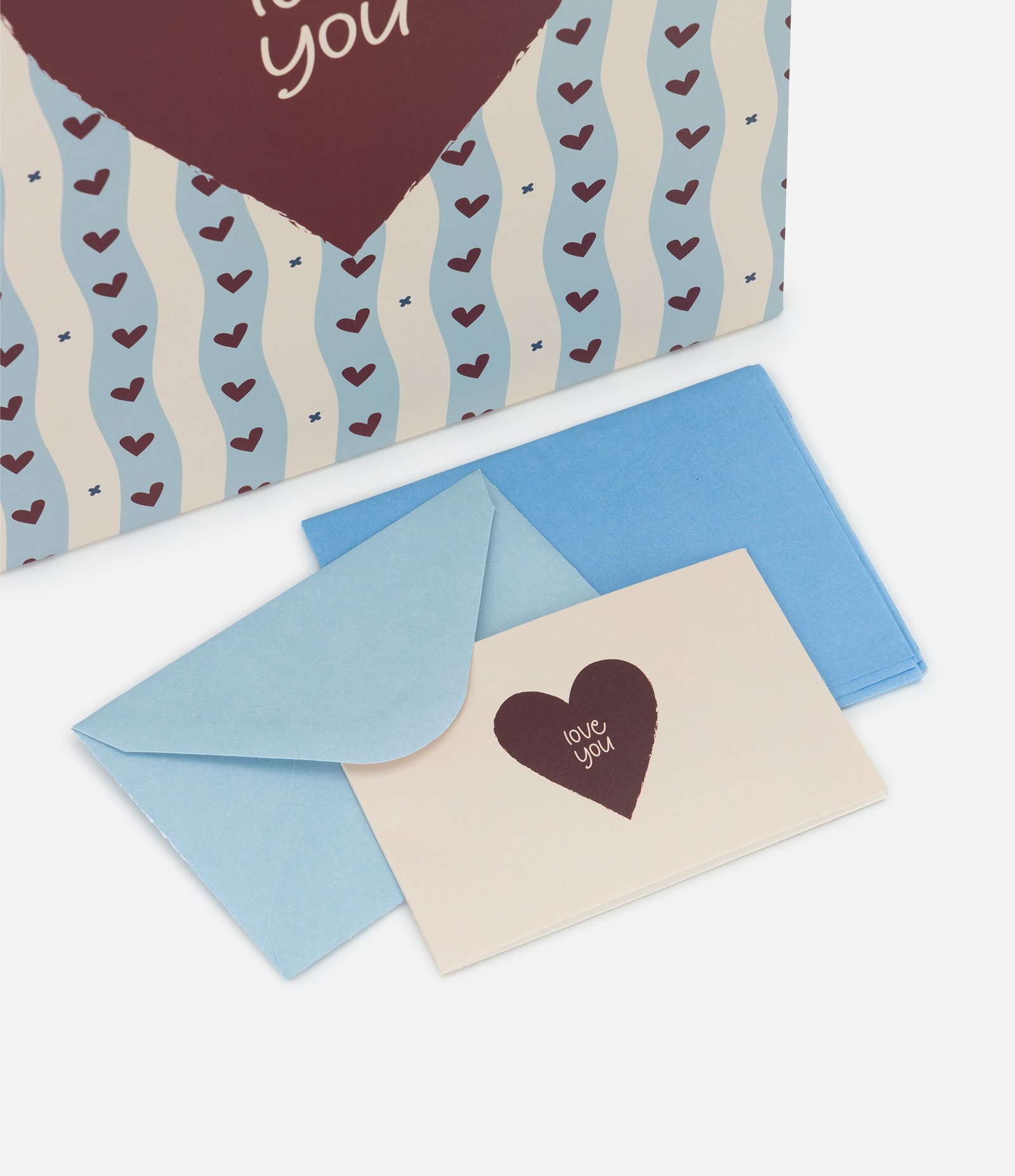 Embalagem de Presente Pequena com Estampa de Coração Azul 4