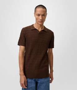 Blusa Polo com Textura Retangular