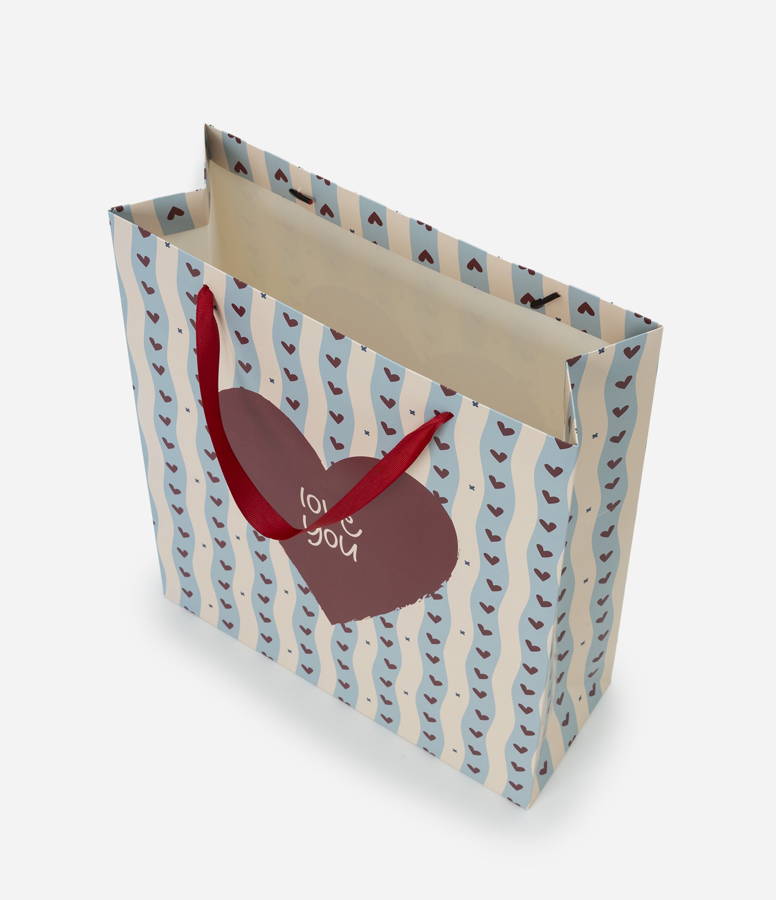 Embalagem de Presente Média com Estampa de Coração Azul 2