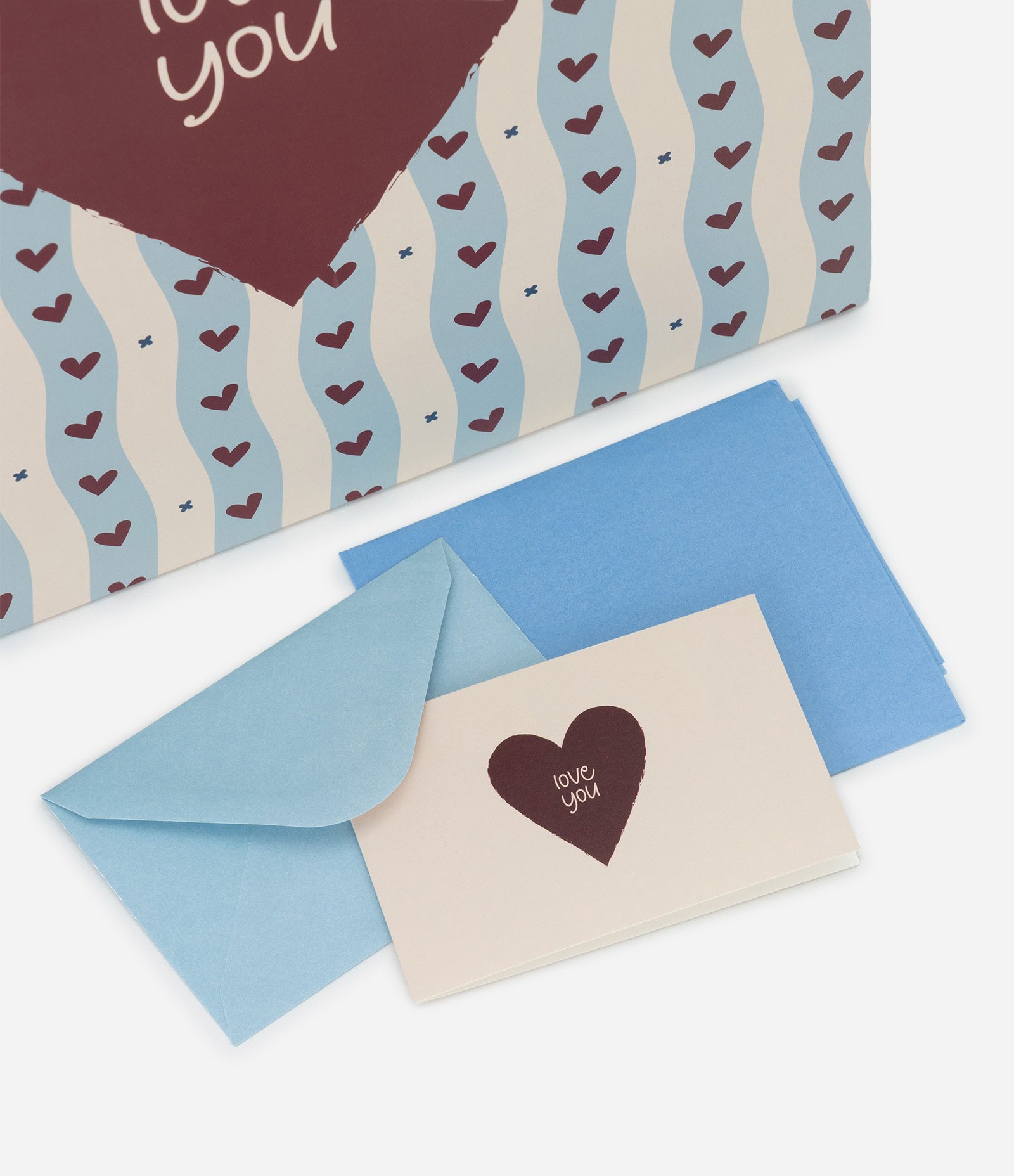 Embalagem de Presente Média com Estampa de Coração Azul 4