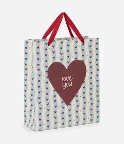 Embalagem de Presente Média com Estampa de Coração