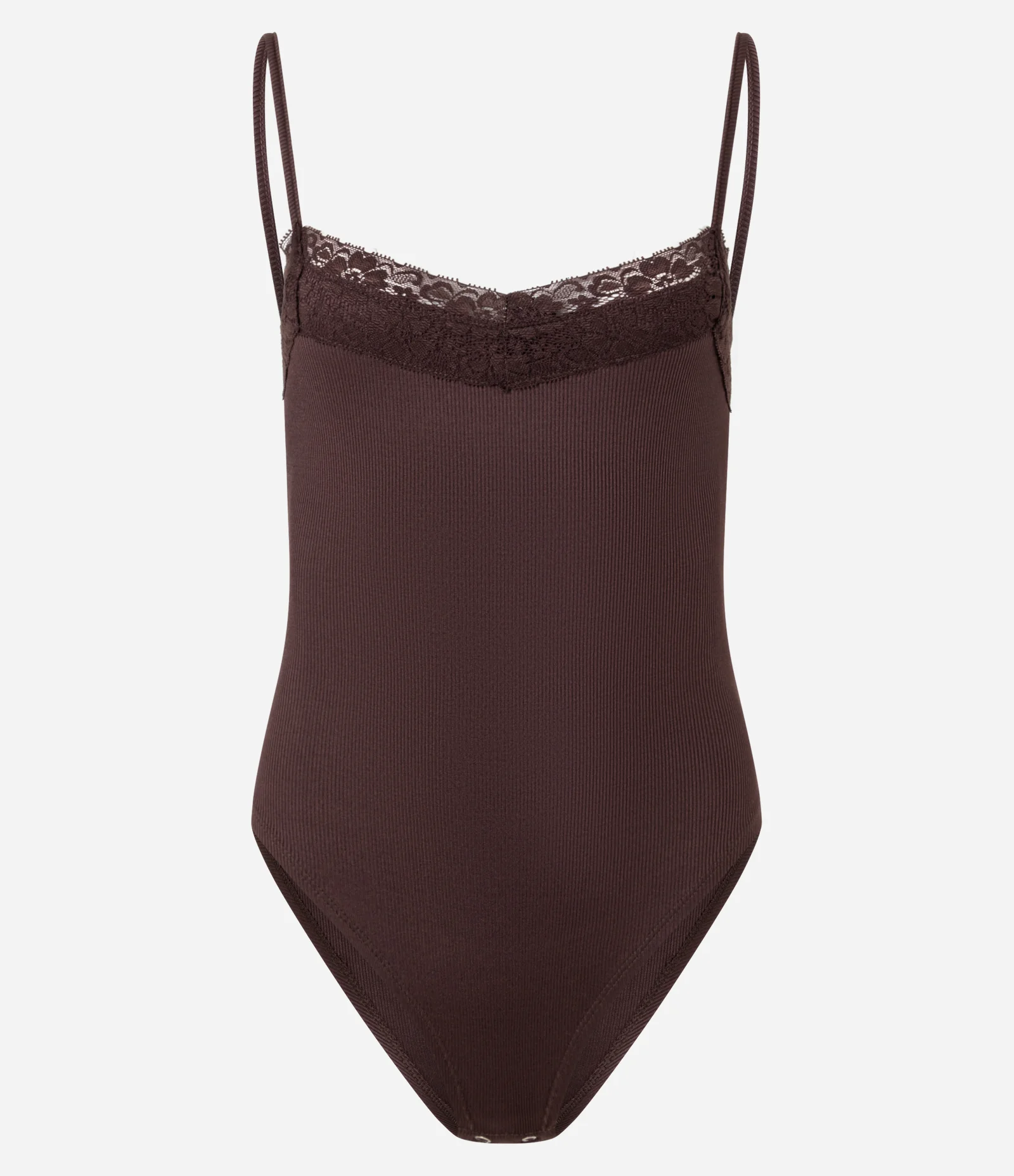 Body com Alça Fina e Renda no Decote Bordô 1