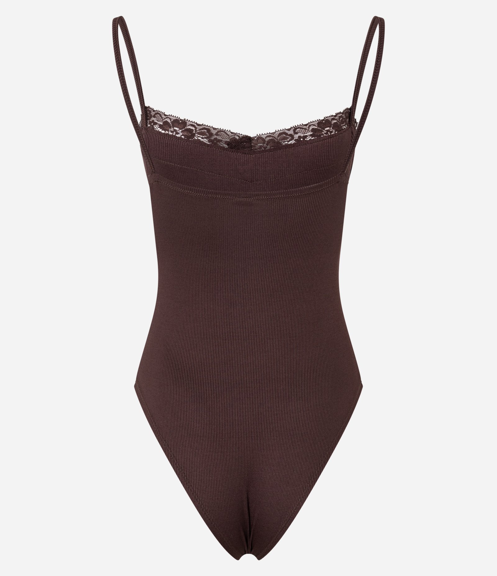 Body com Alça Fina e Renda no Decote Bordô 3