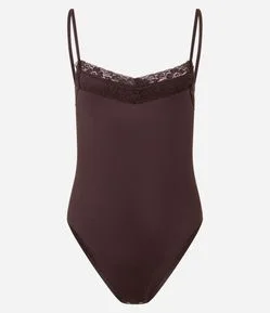 Body com Alça Fina e Renda no Decote