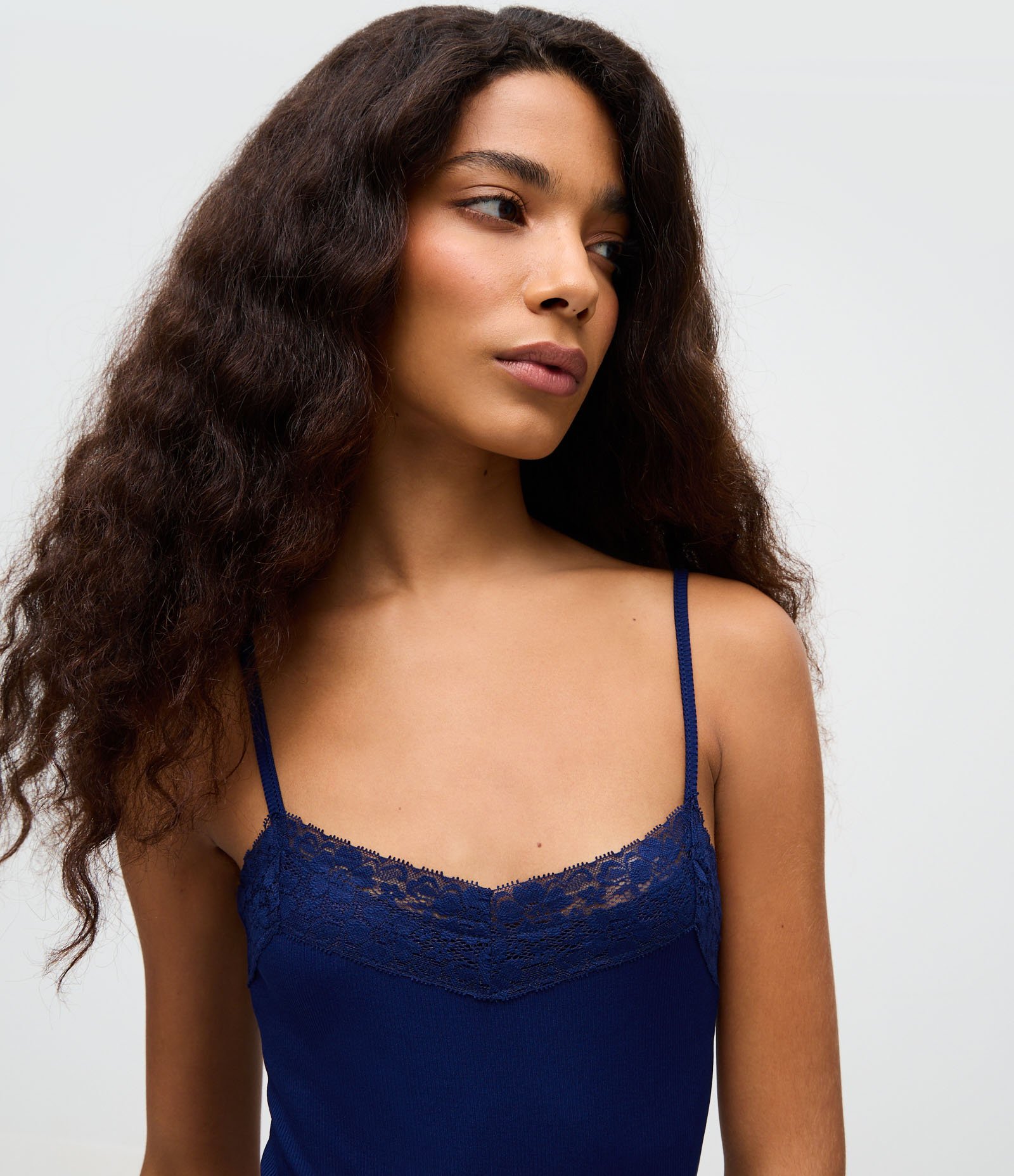 Body com Alça Fina e Renda no Decote Azul 3