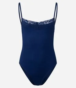 Body com Alça Fina e Renda no Decote