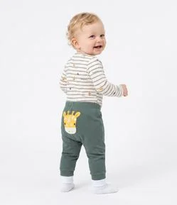 Conjunto Infantil Body Listrado e Calça com Estampa Girafa – Tam RN a 18 Meses